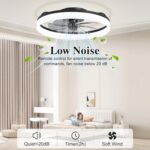 Ceiling Fans with Lights and Remote Fandelier - 20'' Flush Mount Low Profile Modern Black Ceiling Fans for Bedroom - Stepless Color Temperature Change and 6 Speeds, Black - Image 4