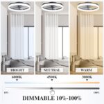 Ceiling Fans with Lights and Remote Fandelier - 20'' Flush Mount Low Profile Modern Black Ceiling Fans for Bedroom - Stepless Color Temperature Change and 6 Speeds, Black - Image 5