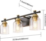 SOLFART Vintage 3-Light Bathroom Vanity Light Over Mirror Globe Vanity Light Fixtures for Bathroom Glass Shade Bath Fixtures 3 Lights - Image 3