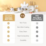 SENSARTE Ceramic Cookware Sets, Pots and Pans Set Nonstick, 20-Piece Induction Cookware, Non-toxic Healthy Non Stick Kitchen Cooking Set with Stay-Cool Handles, PFAS PTFE PFOA PFOS Free - Image 9