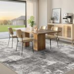 8x10 Modern Abstract Rug Washable Area Rugs for Living Room Bedroom Dining Room Non-Slip Low Pile Neutral Large Rug Soft Indoor Floor Carpet, Gray - Image 5