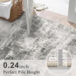 8x10 Modern Abstract Rug Washable Area Rugs for Living Room Bedroom Dining Room Non-Slip Low Pile Neutral Large Rug Soft Indoor Floor Carpet, Gray - Image 6