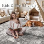 8x10 Modern Abstract Rug Washable Area Rugs for Living Room Bedroom Dining Room Non-Slip Low Pile Neutral Large Rug Soft Indoor Floor Carpet, Gray - Image 8