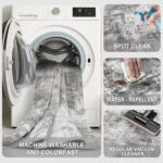 8x10 Modern Abstract Rug Washable Area Rugs for Living Room Bedroom Dining Room Non-Slip Low Pile Neutral Large Rug Soft Indoor Floor Carpet, Gray - Image 9