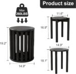 Stackable Stools Set of 4,Wood Stool,18 Inch Stool,Stacking Stools,Nesting Table,Sturdy and Durable,No Installation Required,Top Stackable Round Side Table (Black Barstool) - Image 3