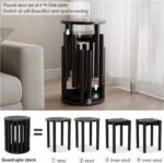 Stackable Stools Set of 4,Wood Stool,18 Inch Stool,Stacking Stools,Nesting Table,Sturdy and Durable,No Installation Required,Top Stackable Round Side Table (Black Barstool) - Image 4