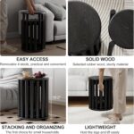 Stackable Stools Set of 4,Wood Stool,18 Inch Stool,Stacking Stools,Nesting Table,Sturdy and Durable,No Installation Required,Top Stackable Round Side Table (Black Barstool) - Image 5