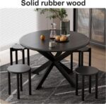 Stackable Stools Set of 4,Wood Stool,18 Inch Stool,Stacking Stools,Nesting Table,Sturdy and Durable,No Installation Required,Top Stackable Round Side Table (Black Barstool) - Image 6