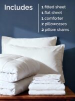 Queen Comforter Set - 7 Piece Bed in a Bag Queen Size Bed Set - Down Alternative Comforter, Flat Sheet, Fitted Sheet, Pillowcases & Shams for All Seasons - Ultra Soft, Cozy, Comfy & Breathable - White - Image 4