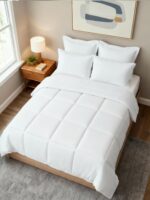 Queen Comforter Set - 7 Piece Bed in a Bag Queen Size Bed Set - Down Alternative Comforter, Flat Sheet, Fitted Sheet, Pillowcases & Shams for All Seasons - Ultra Soft, Cozy, Comfy & Breathable - White - Image 8