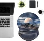 Ergonomic Mouse Pad with Support, Pain Relief Wrist Rest, Non-Slip PU Base for Home Office Working, Studying, Gaming (Aesthetic Moon) - Image 4