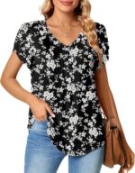 Bestbee Women's Plus Size Short Sleeve Blouses Summer Casual Loose Fit Tops V Neck Tunics - Image 3