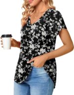Bestbee Women's Plus Size Short Sleeve Blouses Summer Casual Loose Fit Tops V Neck Tunics - Image 4