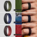 ThunderFit Silicone Wedding Rings for Men, Bevelled 2 Layers MidLine 8.2mm Wide 2.5mm Thick - 1/2/3/4/5/6/7 Variety Multipack - Image 8