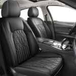 Huidasource Car Seat Covers Full Set, Leather Vehicle Cushion Covers, Universal Fit for Most Car SUV Pickup Truck, Fit for Acura Honda City Nissan Altima Mazda Hyundai Audi A3 A4(Full Set/Black) - Image 3