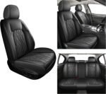 Huidasource Car Seat Covers Full Set, Leather Vehicle Cushion Covers, Universal Fit for Most Car SUV Pickup Truck, Fit for Acura Honda City Nissan Altima Mazda Hyundai Audi A3 A4(Full Set/Black) - Image 7