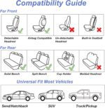 Huidasource Car Seat Covers Full Set, Leather Vehicle Cushion Covers, Universal Fit for Most Car SUV Pickup Truck, Fit for Acura Honda City Nissan Altima Mazda Hyundai Audi A3 A4(Full Set/Black) - Image 8