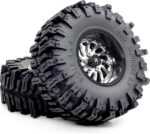 HOBBYSOUL 2.2 Beadlock Wheels and Tires Set, 124mm Tall 2.2 Mud Slingers Tires & Adjustable Offset 2.2 Wheels Rims for 1/10 RC Crawler Everest 10 SCX10 Capra Wraith Upgrades,HS701583 - Image 3