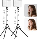 2-Pack LED Video Light Kit, Anautin 15W/1700Lux Photography Lighting with Tripod Stand, 2500-8500K Studio Light, Dimmable Stream Panel Light for Video Recording Gaming TikTok YouTube Podcast Makeup - Image 2