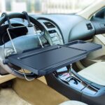 2 in 1 Car Steering Wheel Tray/Back Seat Headrest Tray for Eating Food Drink and Writing Laptop Work, Black Car Desk - Image 2