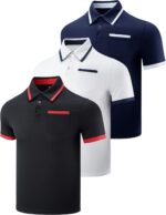 3-Pack Mens Golf Shirt Performance Sport Short Sleeve Moisture Wicking Dry Fit Golf Polo Active Shirts for Men - Image 2