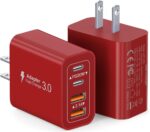 40W USB C Wall Charger, 2-Pack Super Fast Charging Block PD+QC 4 Port Charger Cube for iPhone 16,iPad Pro/Mini/Air, iPod Nano, iPod Touch, Switch, Smart Phone, Smartwatches and Tablet(Red) - Image 2