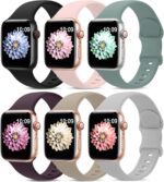 6 Pack Sport Bands Compatible with Apple Watch Band 38mm 40mm 41mm 42mm 44mm 45mm 49mm 46mm,Silicone Waterproof Strap for iWatch Apple Watch Series 11 10 9 Ultra 8 7 6 5 4 3 2 1 SE Women Men - Image 2
