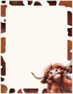 60 Sheets Highland Cow Stationery Letterhead Paper Cute Brown Cow Writing Paper Single-Sided Greeting Paper for Invitations Office Printing, 8.5 x 11 Inch - Image 2