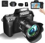 8K Digital Camera for Photography, WiFi & Dual-Lens Vlogging Camera for YouTube with 4" Touch Screen, 64MP Vlog Cameras 16X Digital Zoom with 3000mAh Battery, 32GB TF Card & Lens Hood(Black) - Image 2