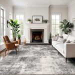 8x10 Modern Abstract Rug Washable Area Rugs for Living Room Bedroom Dining Room Non-Slip Low Pile Neutral Large Rug Soft Indoor Floor Carpet, Gray - Image 2