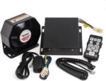 9200E Amplifier Police Siren & Metal Ultra Slime Octagon Compact Flat Speaker,DC12V 100W Multi-Tones Wired Control with Mic Loudspeaker Emergency Electronic PA System for Police Cars - Image 2