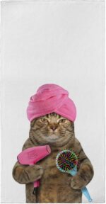 ALALAL Funny Bathing Cat Hand Towels Print Bath Towel Absorbent Soft Fingertip Towels Multipurpose Towels for Yoga Gym Spa Hotel Bathroom 27.5x15.7 inch - Image 2