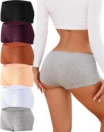 ALL OF ME Cotton Underwear for Women Boyshort Panties Full Coverage Boxer Briefs Stretch Boy Short Undies 6 Pack - Image 2