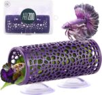 Abizoo Betta Cave - Purple Fish Tunnel with Holes for Small Fish & Shrimp Habitat, Betta Toys Shelter Hideaway, Moss Aquarium Ornament - Image 2