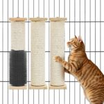 Aliceset 3 Pack Cat Scratching Post for Crate Cage 13 Inch Wooden Sisal Cage Mounted Scratching Post with Self Groomer and Massager for Grinding Claws and Climbing - Image 2