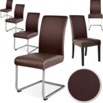Alishomtll PU Chair Covers Set of 4/6 Leather Stretch Universal Chair Slipcovers Waterproof Elastic Dining Room Chair Covers Washable Chairs Protection for Kitchen Restaurant Hotel (Brown, 6 pcs) - Image 2