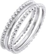 Amazon Essentials 14K Gold or Rhodium Plated Sterling Silver Stacking Ring Set of 3 - Image 2