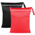 Angel Love Wet Bags, 2 Pack Baby Cloth Diaper Wet/Dry Bags with Two Zippered Pockets, Travel, Beach, Pool, Gym Bag for Swimsuits or Wet Clothes, Waterproof Washable Reusable, L212213 - Image 2