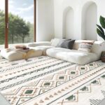 Area Rug Living Room Rugs 8x10 - Large Soft Boho Geometric Rug, Non-Slip Foldable Washable Rugs Non Shedding Morden Indoor Floor Carpet for Living Room Bedroom Office Dining Room(Brown Green,8'x10') - Image 2