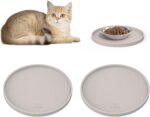 Arespark Pet Silicone Food Mat 2PCS, Nonslip Waterproof Feeding Bowl Mat with Raised Edges for Food and Water Prevent Spills, Round Eating Tray for Dog Cat Puppy Kitten, 8'' x 8'' - Image 2