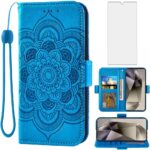 Asuwish Phone Case for Samsung Galaxy S24 Ultra 5G Wallet Cover with Tempered Glass Screen Protector and Leather Flip Credit Card Holder Stand Cell Accessories S24Ultra 24S S 24 24Ultra Women Men Blue - Image 2