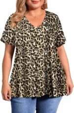 BELAROI Plus Size Womens Tops Summer T Shirts Casual Short Sleeve V Neck Loose Fit Blouses Tunics - Image 2