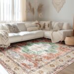 BESTSWEETIE 8x10 Area Rugs Machine Washable No Pile Non Slip Vintage Rugs for Living Room&Bedroom&Dinning Room Bohemian Distressed Carpet Indoor,Brick - Image 2