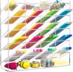 BEYGORM Acrylic Vertical Marker Organizer for 250 Markers with 21 Compartments, Clear Angled Pen & Pencil Holder, Large Desk Stationery & Art Supply Storage for Office & School (13 x 12.5 x 4 Inch) - Image 2