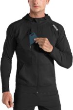 BROKIG Mens WindBreak Lightweight Running Jackets with Zip Pocket, Workout Track Hoodie Athletic Gym Sweatshirts Men - Image 2
