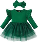 Baby Girl Clothes Infant Ruffle Sleeve Romper Dress Newborn Solid Tutu Skirt Sets Jumpsuit Headband Outfit - Image 2