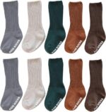 Baby Girls Knee High Socks Unisex Baby Non-Slip Sock Cotton Stockings Long Infants Toddler Socks 5 Pairs - Image 2