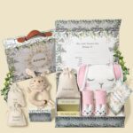Baby Shower Gifts for Mom, Newborn Baby Gift Set for Baby Girl Baby Boy - Keepsake Box with Baby Hat, Rattle Socks, Sensory Development Rattle (Bunny) - Image 2
