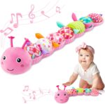Baby Toys 0-6-12 Months,Infant Musical Stuffed Animals Activity Toys with Muti-Sensory Crinkle,Rattles,Baby Girl Toys Gifts for Newborn Tummy Time,Caterpillar,Pink - Image 2
