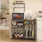 Baker's Rack for Kitchen with Storage, Microwave Stand with Adjustable Shelves, Kitchen Stand with 10 S Hooks, 6-Tier Coffee Bar Station, Kitchen Shelves for Spices, Pots, Gray - Image 2